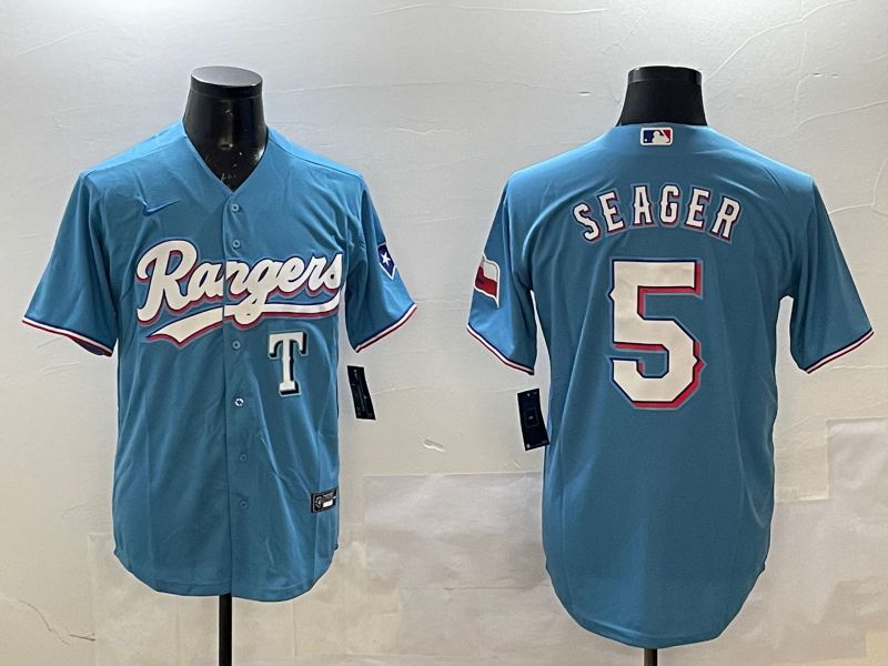Men Texas Rangers #5 Seager Light Blue Game 2025 Nike MLB Jersey style 6